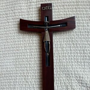 Vintage Taxco Sterling and Rosewood Crucifix 14”